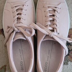 Ecco Pink Sneakers with Leather Upper and White Sole